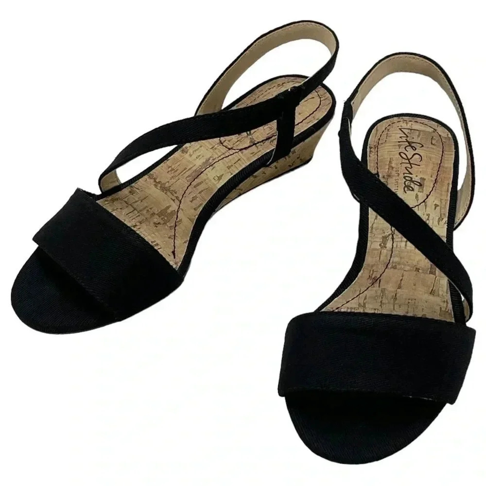 Life Stride Yasmine Womens Canvas Wedge Dress Sandals Soft System Insole Size 5M - Picture 15 of 15